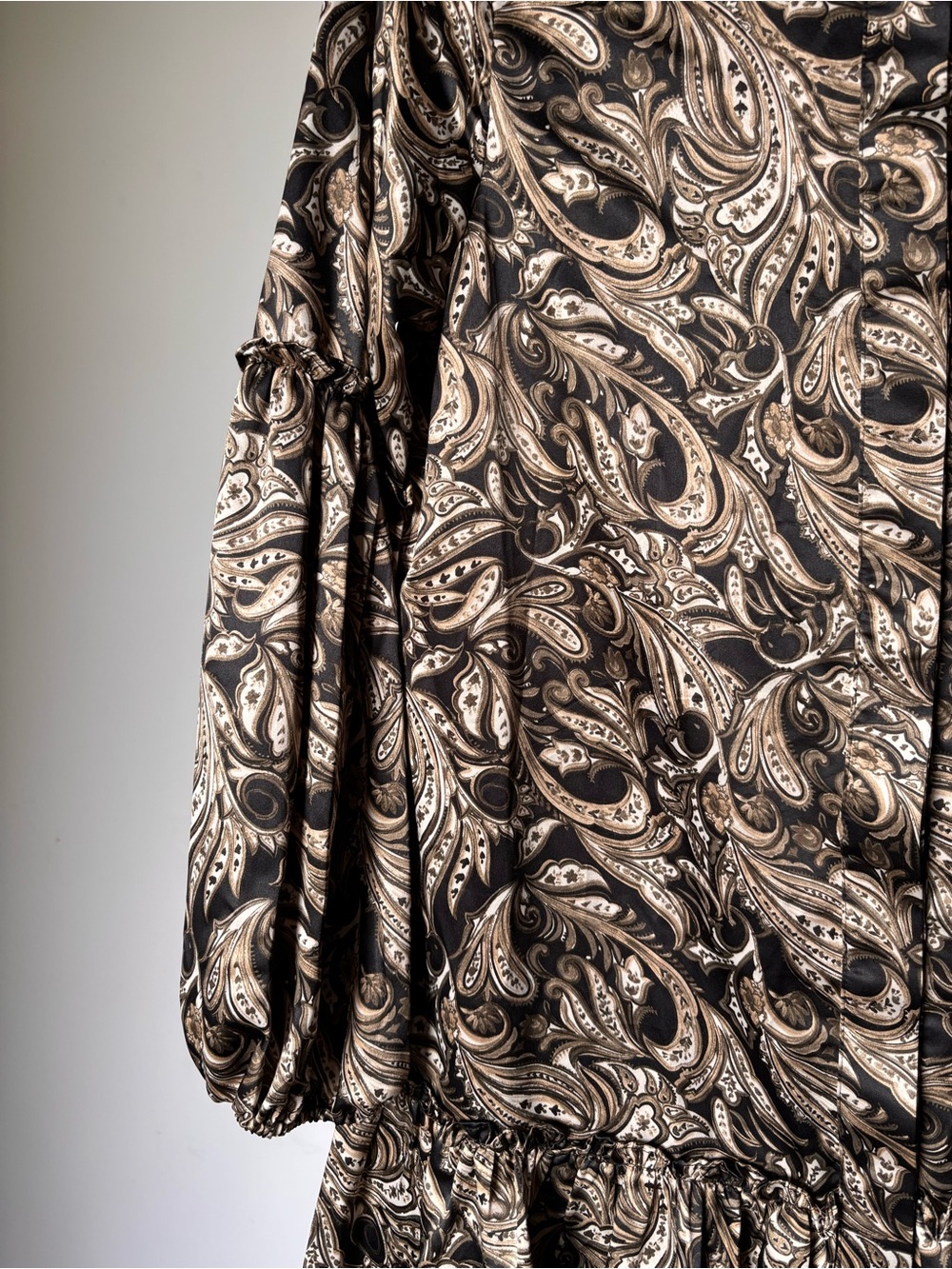 Laundry By Shelli Segal Mini Dress Paisley Print Ruffle Hem Olive/Black - Picture 5 of 11